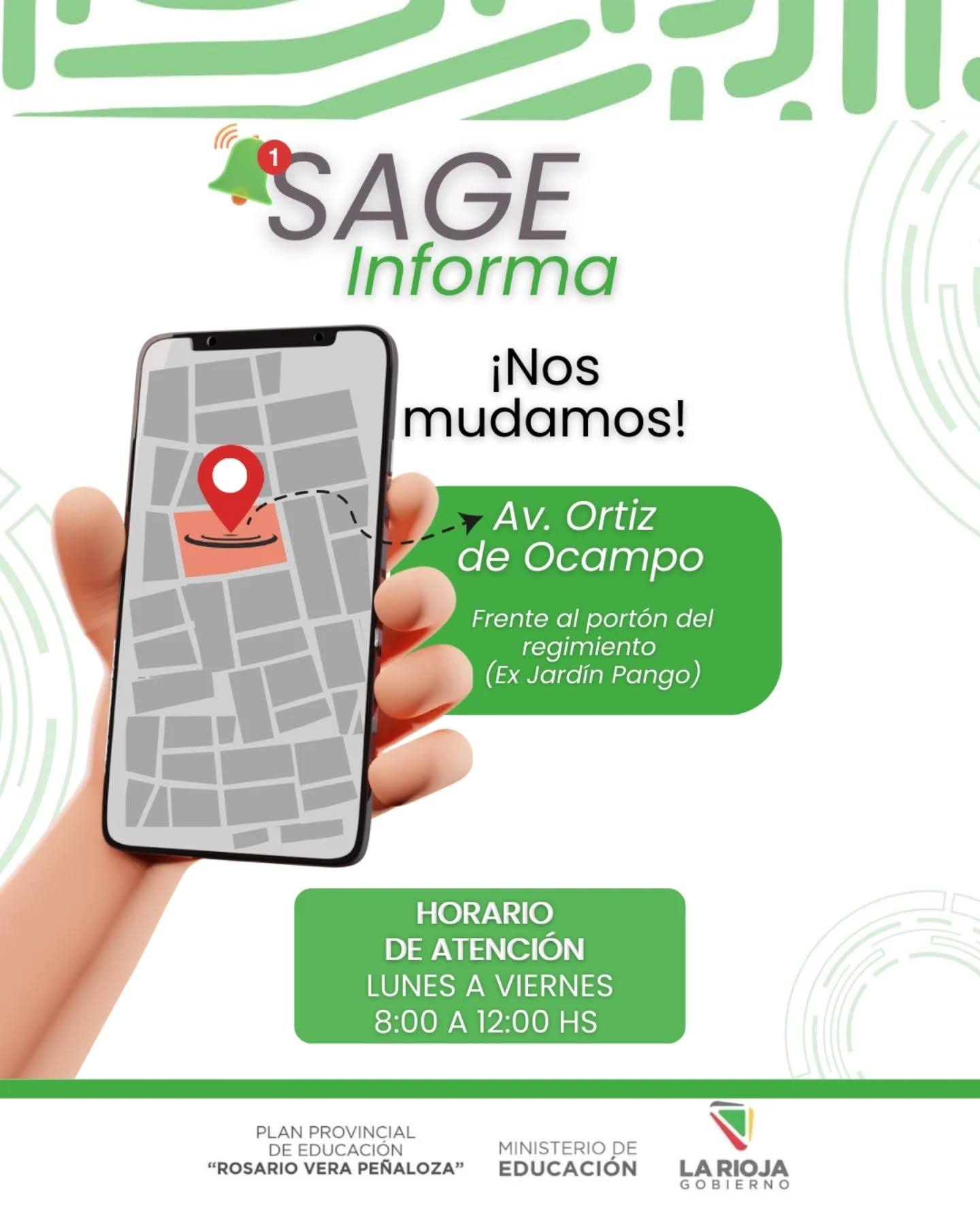 SAGE Informa a la comunidad educativa nueva dirección