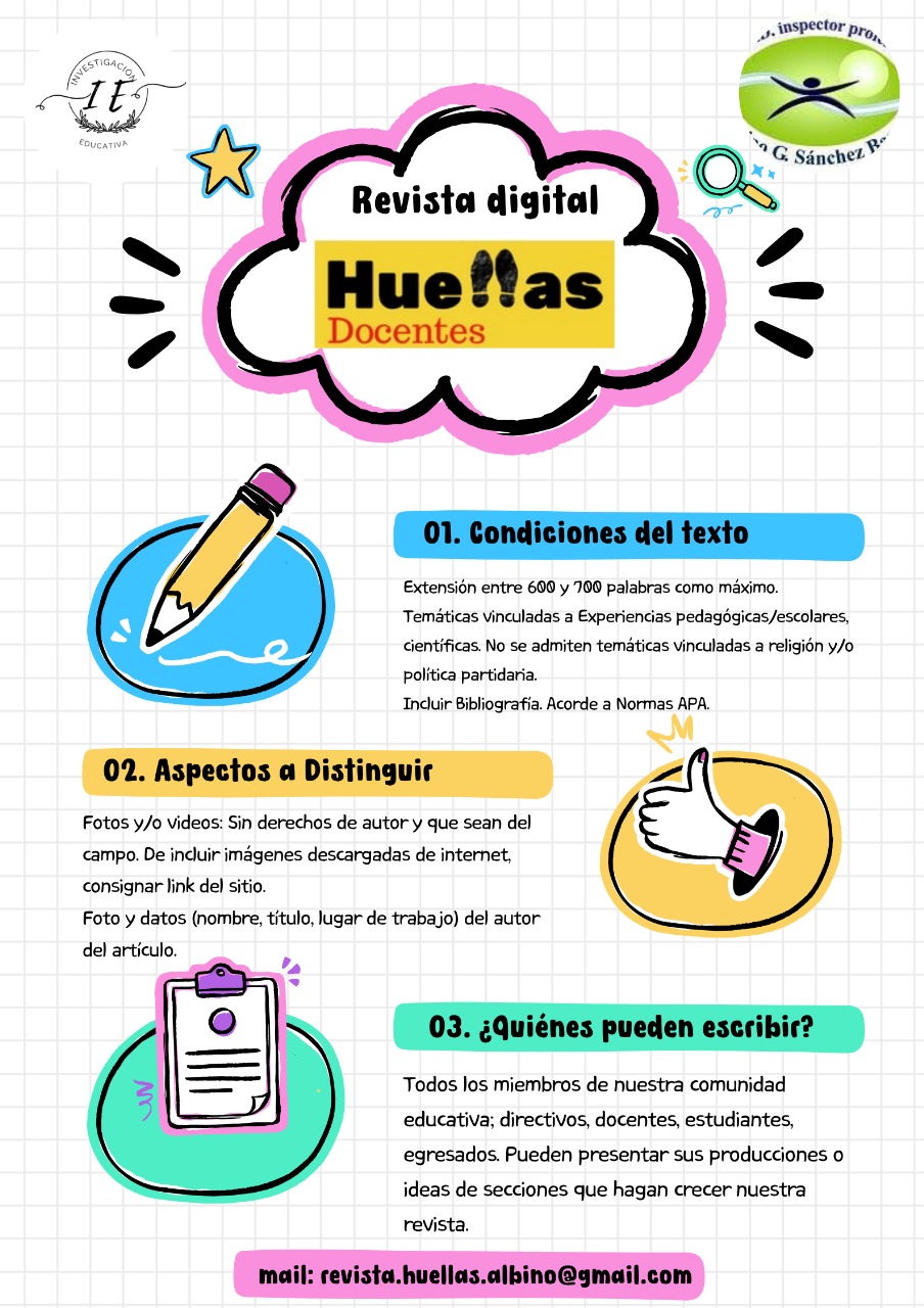 Sumate con tu producción al próximo número de "Huellas Docentes" 