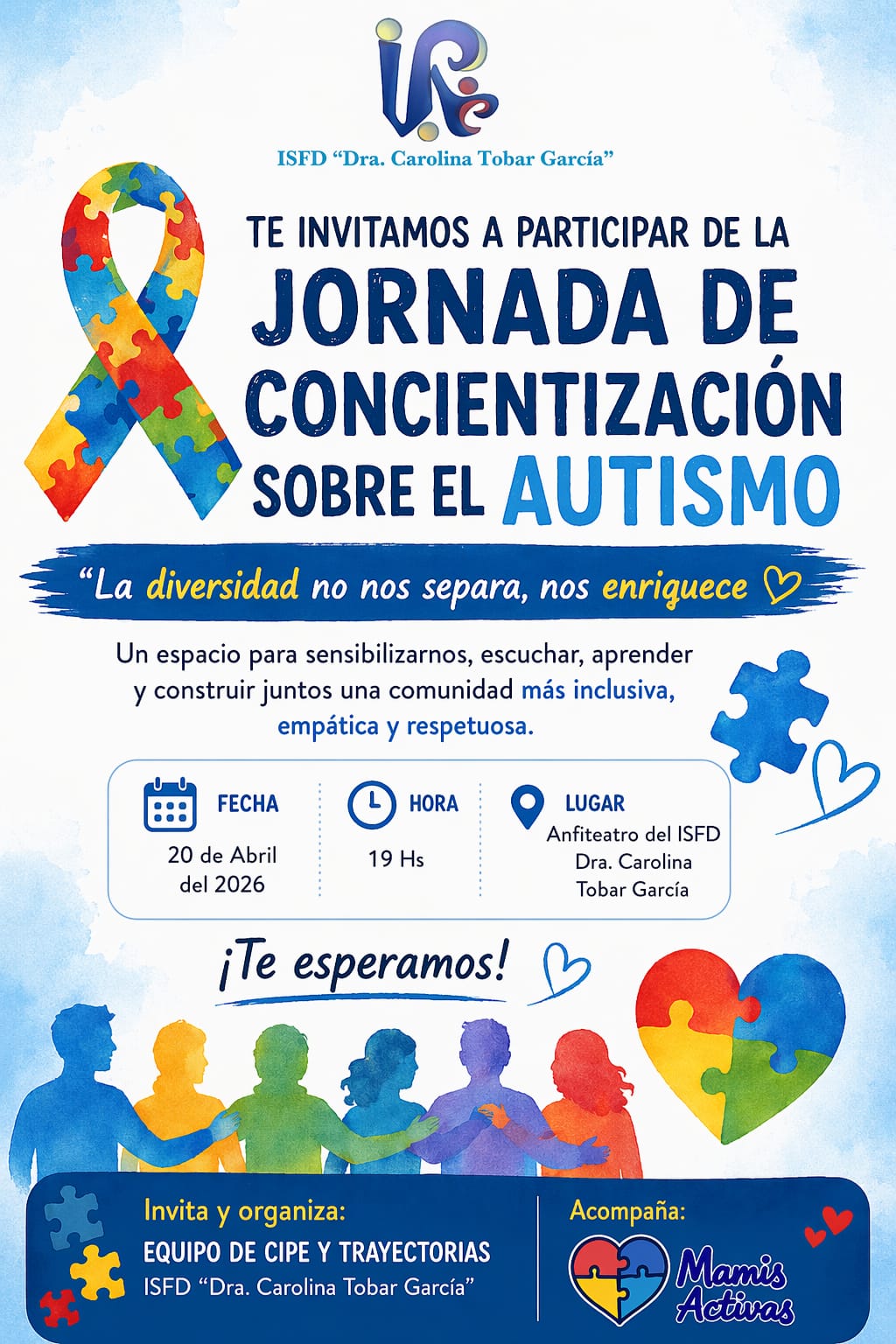 Invitación a la Jornada de Concientización sobre el Autismo - ISFD "Dra. Carolina Tobar García"