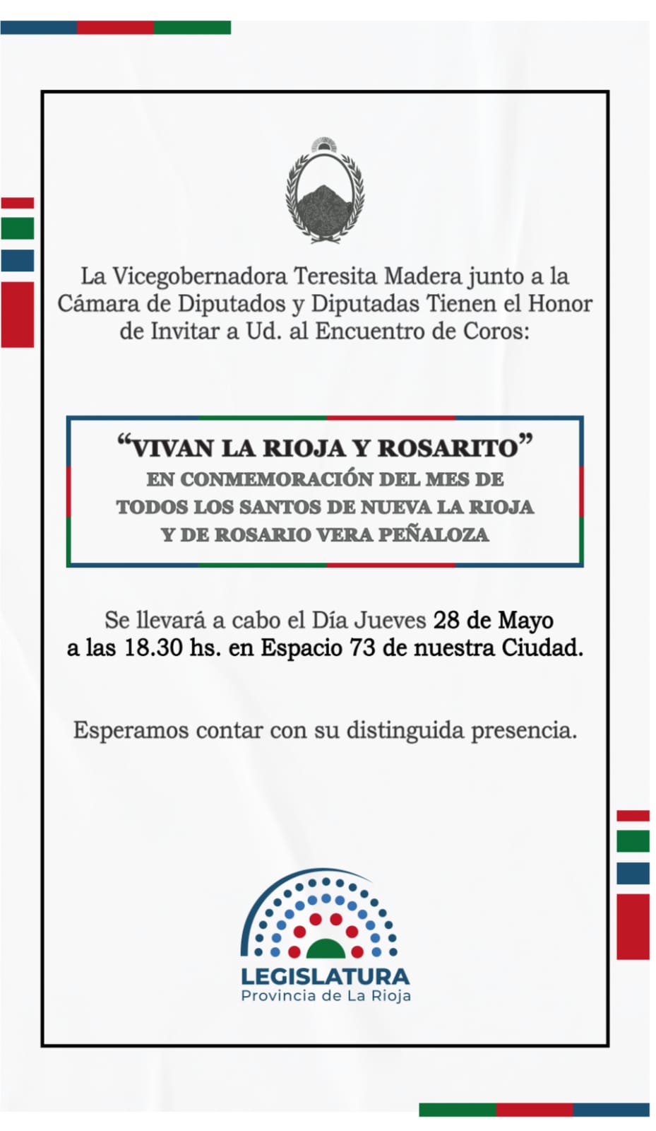 Invitación al Encuentro de Coros: "Vivan La Rioja y Rosarito" 