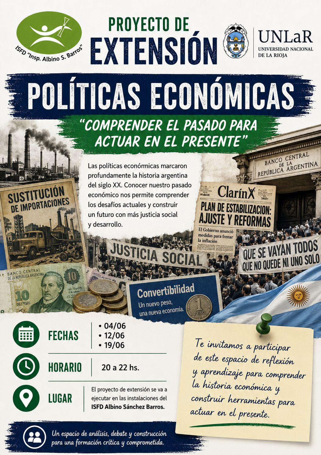 El ISFD Albino Sánchez Barros y la UNLaR presentan el Proyecto de Extensión “Políticas Económicas”