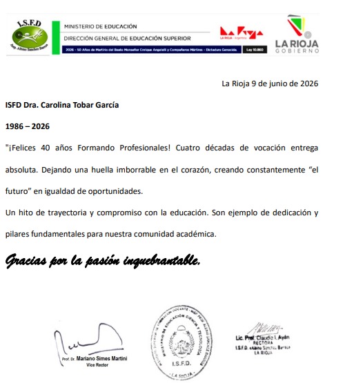 Cuatro décadas de vocación y compromiso educativo: ISFD Carolina Tobar García celebra su 40° aniversario
