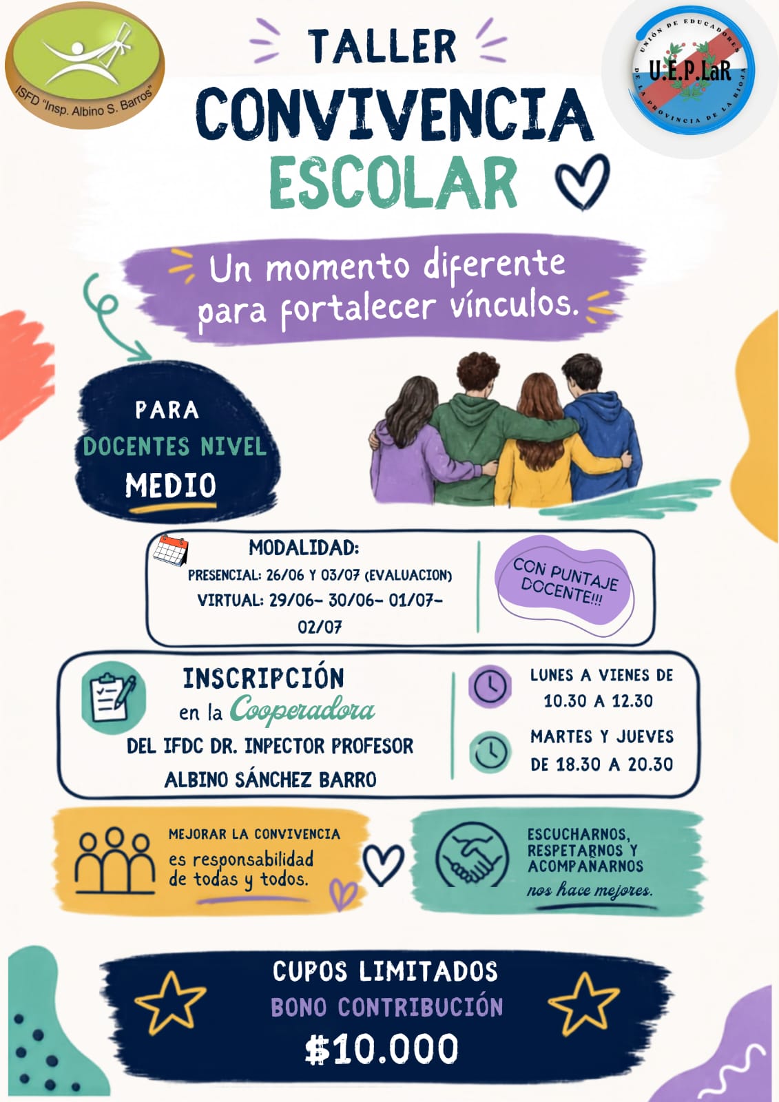 ISFD Albino Sánchez Barros y U.E.P.LaR dictan Taller de Convivencia con Puntaje Docente