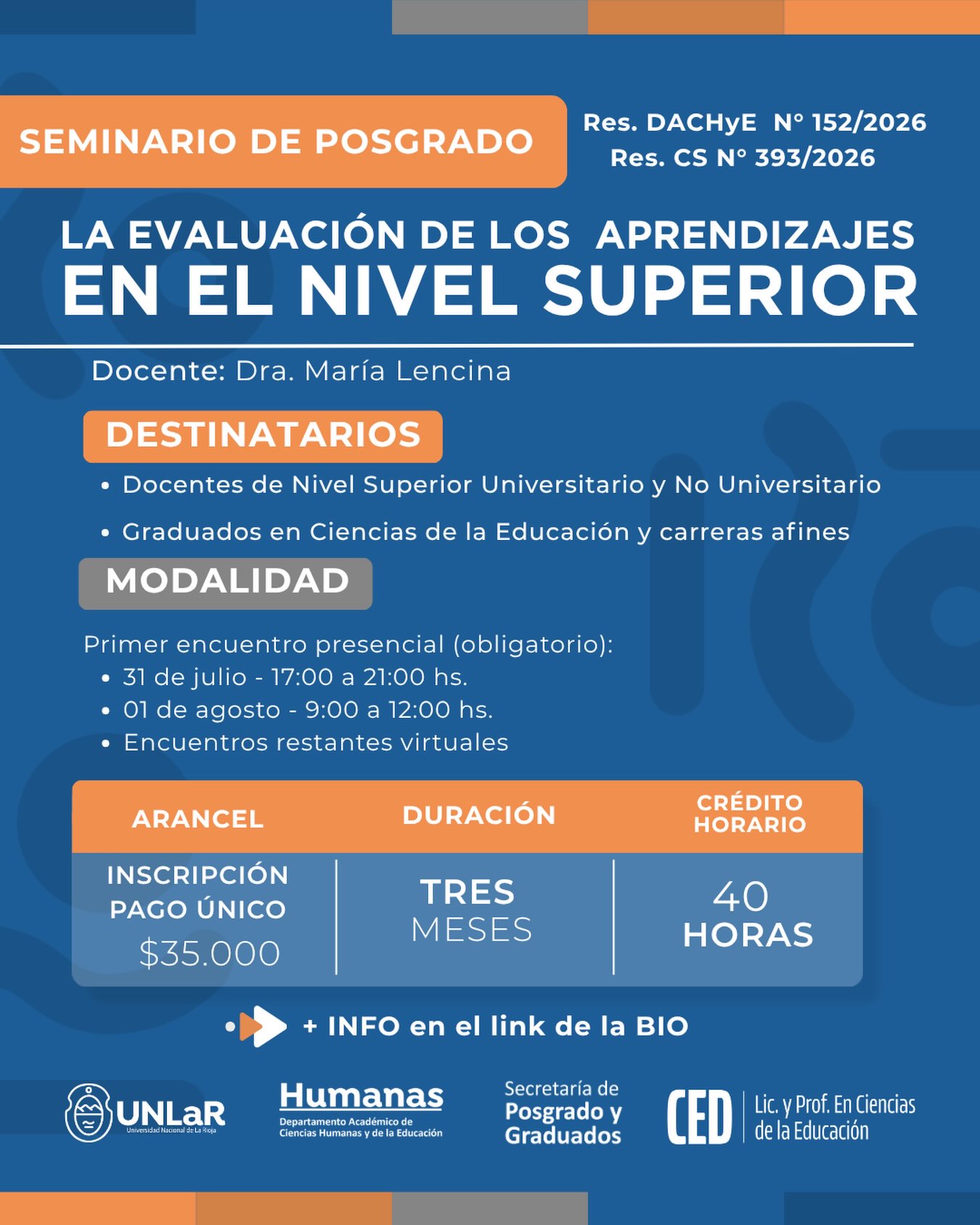 Publicación de Ciencias Humanas UNLaR: SEMINARIO DE POSGRADO: LA EVALUACIÓN DE LOS APRENDIZAJES EN EL NIVEL SUPERIOR