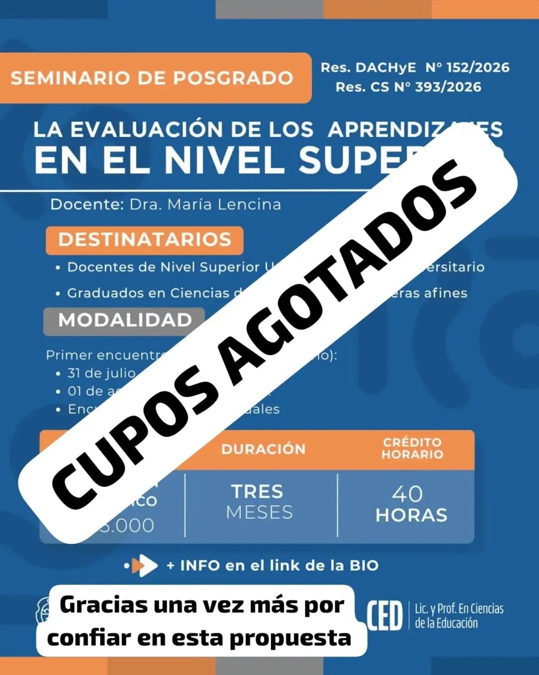 Publicación de Ciencias de la Educación UNLaR - Cupos Agotados para Seminario de Posgrado