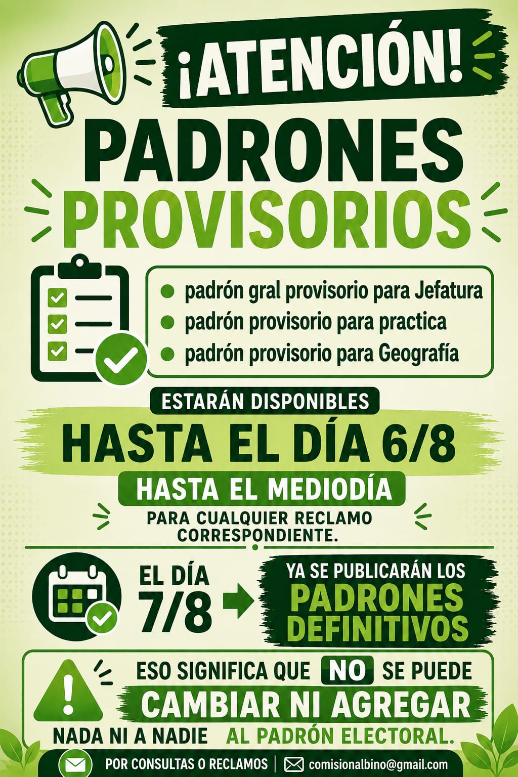 Publicación de Padrones Provisorios 