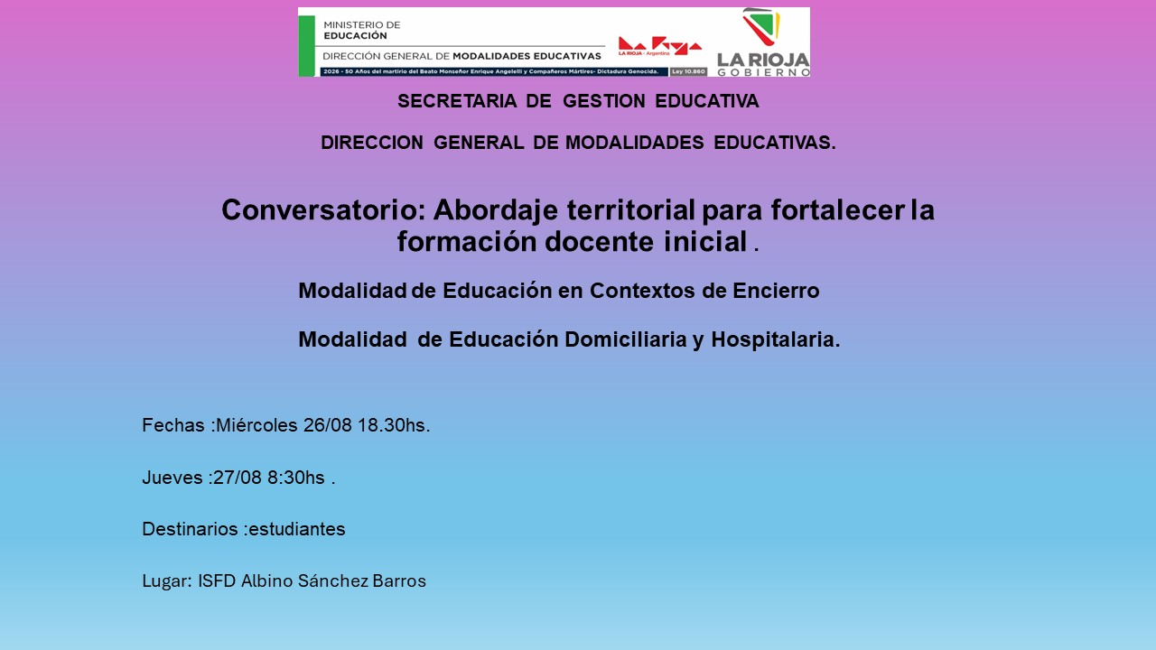 Jornadas de Formación: Educación en Contextos de Encierro y Modalidad Domiciliaria y Hospitalaria"