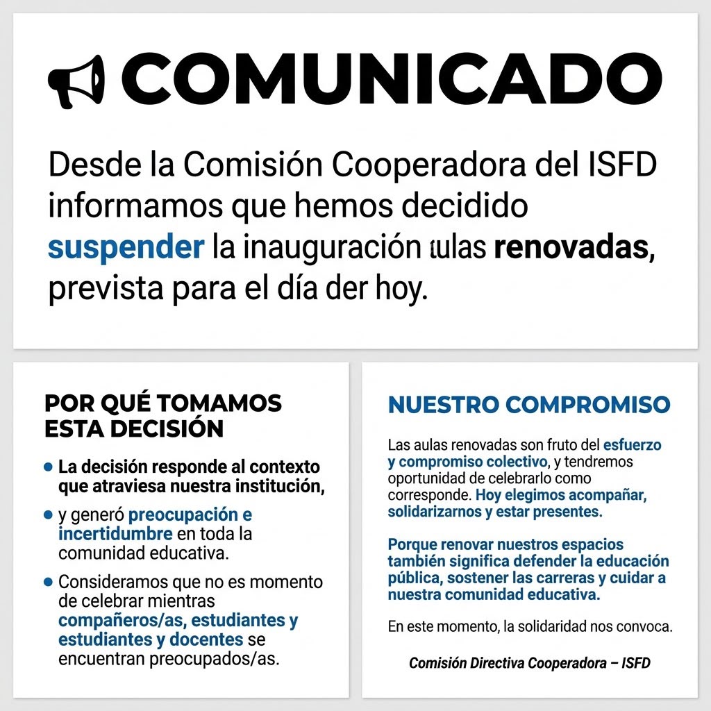 Comunicado desde la Comisión Cooperadora 