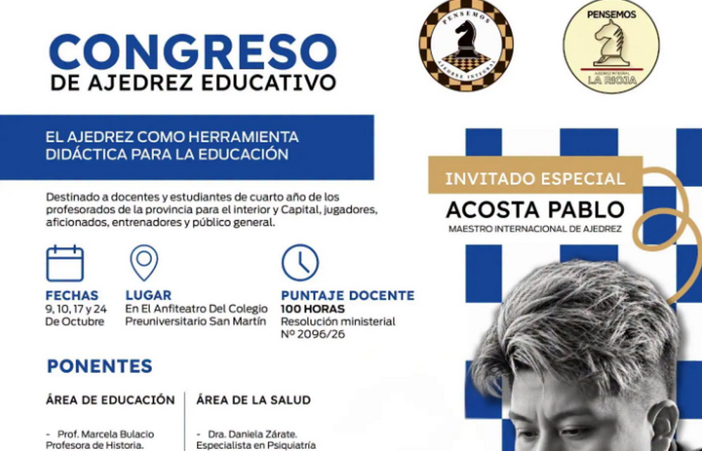 Congreso "El Ajedrez como herramienta didáctica para la enseñanza" - Publicación de Ministerio Educación La Rioja